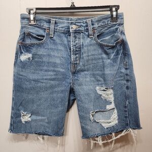 Old Navy Shorts Size 6 Denim Distressed Slouchy Straight High‎ Rise Button C293